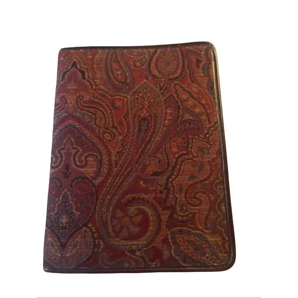 Vintage Franklin Quest Co. Brown Red Leather Paisley Tapestry Day Planner OS
